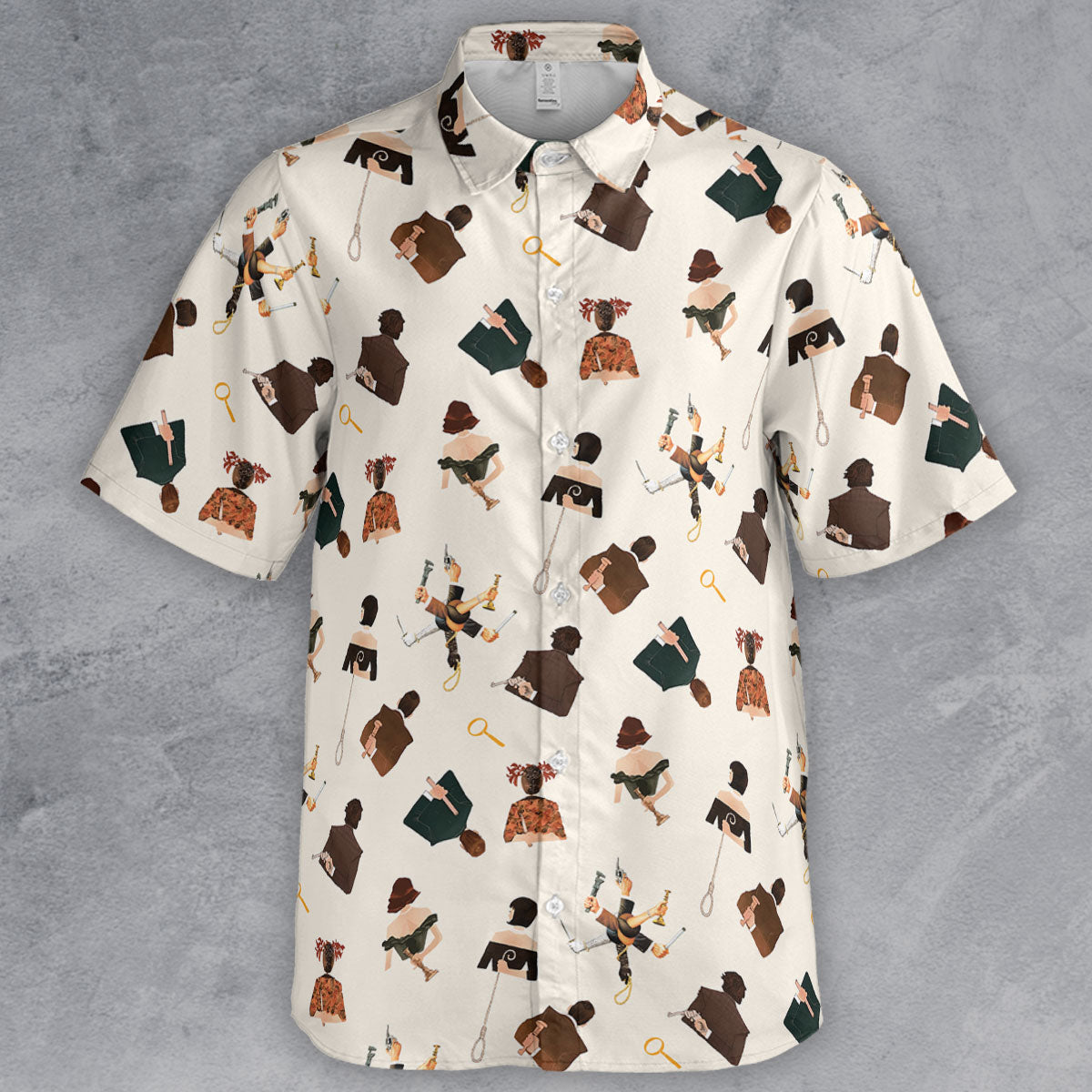 Clue The Movie Characters Pattern Button Down Shirt