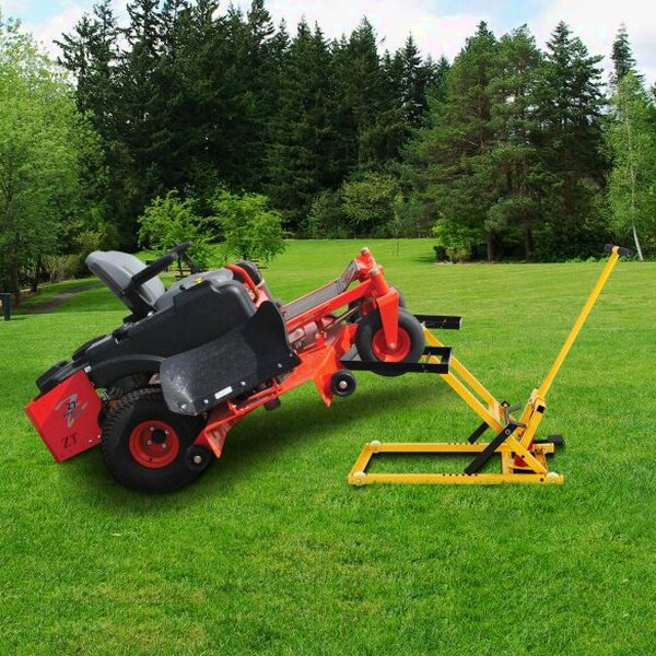 Lawn Mower Lift With Hydraulic Jack, 26 Inches, 500 LBS Capacity, Yellow - PHO_13L5VR2X2L