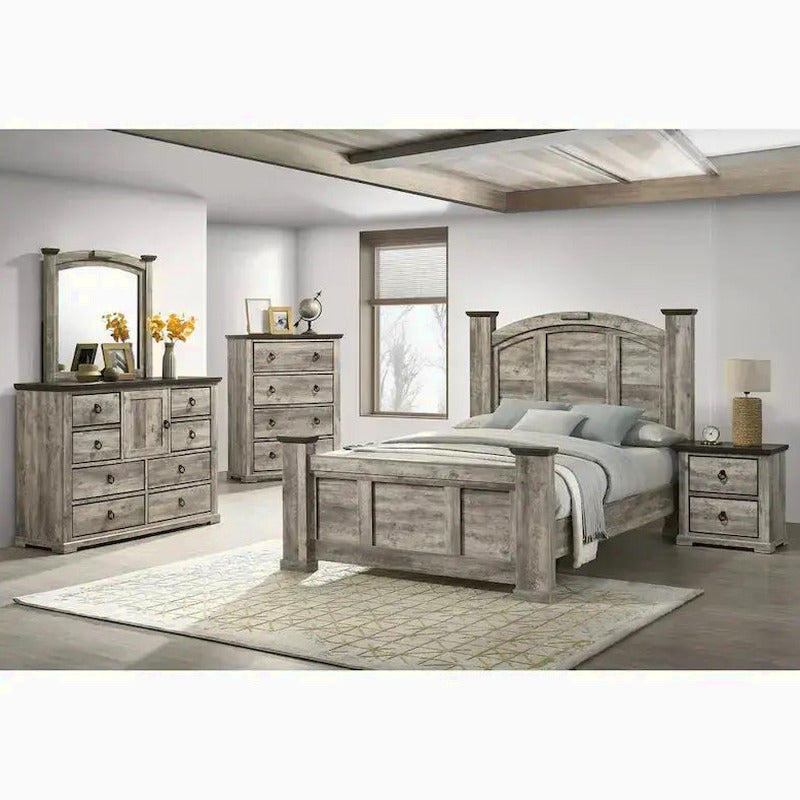 Aimon Rustic Gray 5-Piece Panel Bedroom Set - King Or Queen