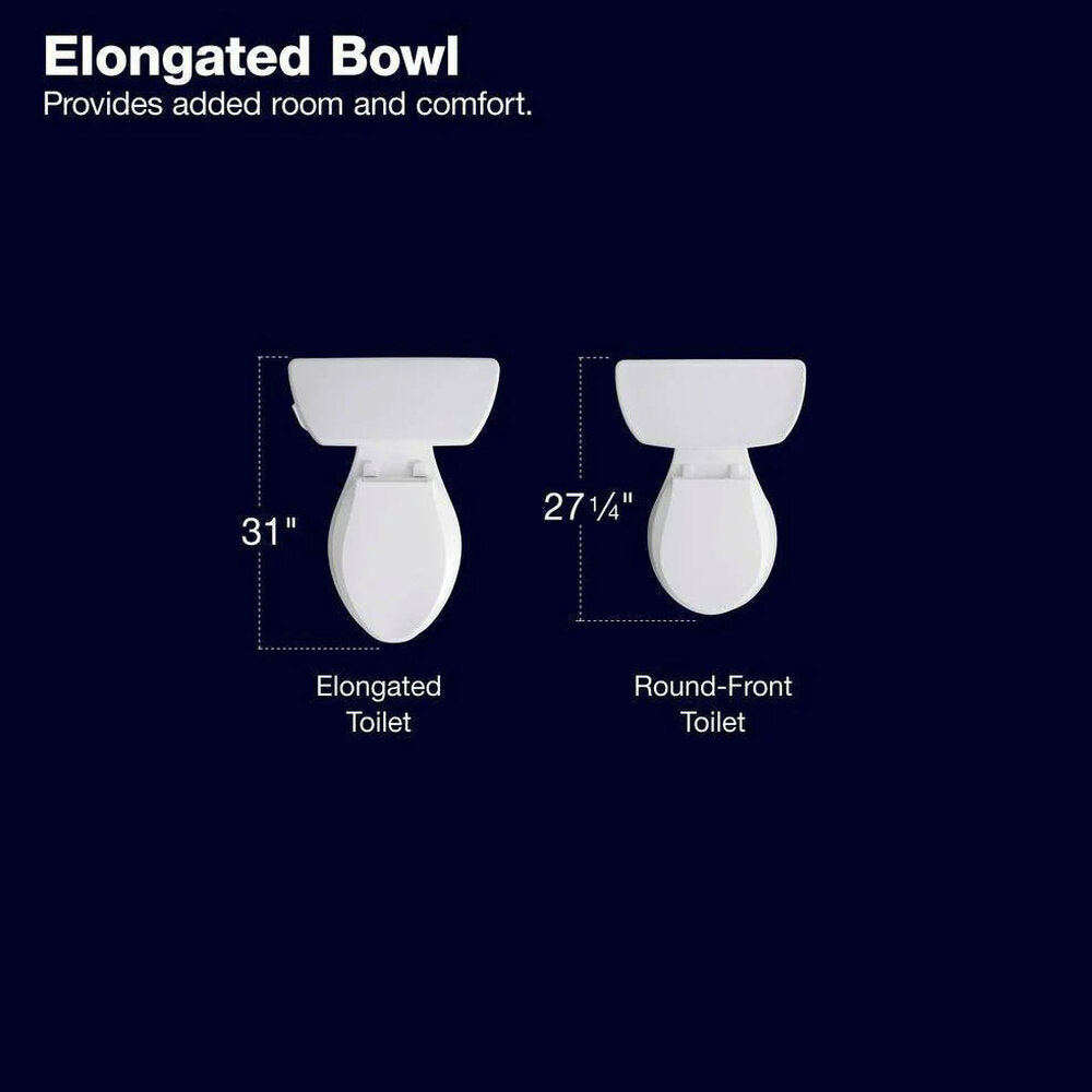 KOHLER Highline Arc Extra Tall Elongated Toilet, White, 1.28 GPF, 2-Piece - 78305-0