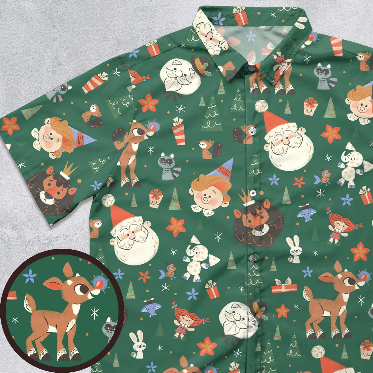 Rudolph The Red Nosed Reindeer Characters Button Down Shirt