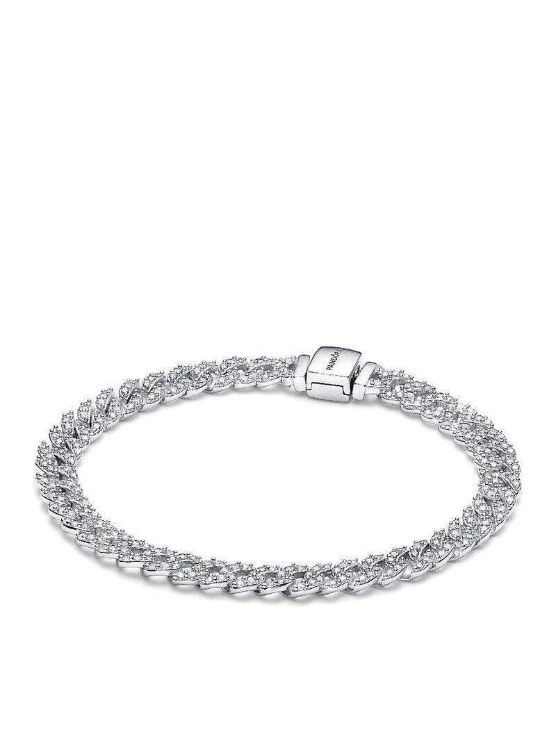Pavé Curb Link Bracelet - Silver