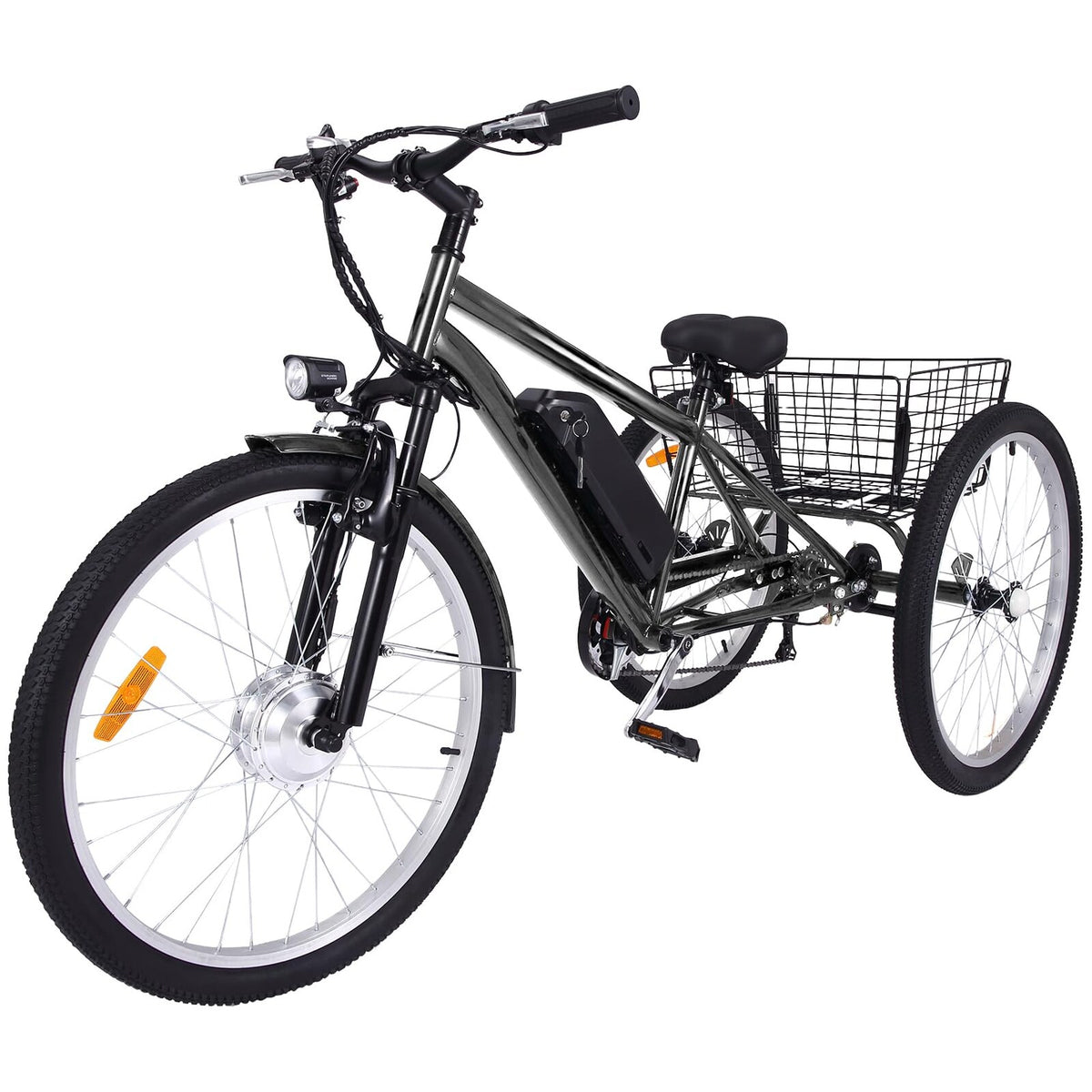 26 Inch Adult 3 Wheel Electric Tricycle With Basket, Fat Tires, 7 Speeds, 350W Motor, 36V 10Ah Battery - 0KT_3xfGu2r4etlrGenxGg69.