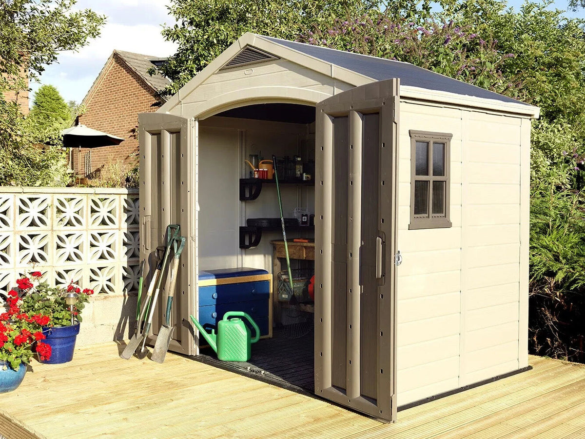 Keter Resin Outdoor Storage Shed, Taupe, 8 x 11 Foot - Factor