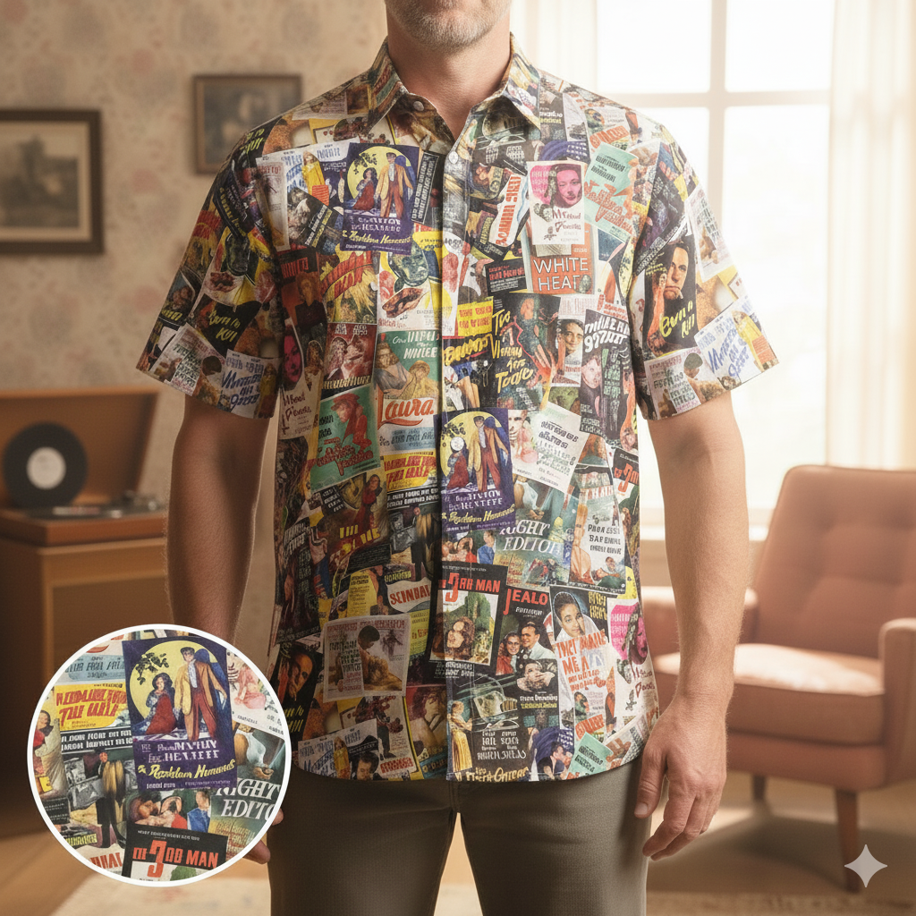 Film Noir Poster Collage Button Down Shirt