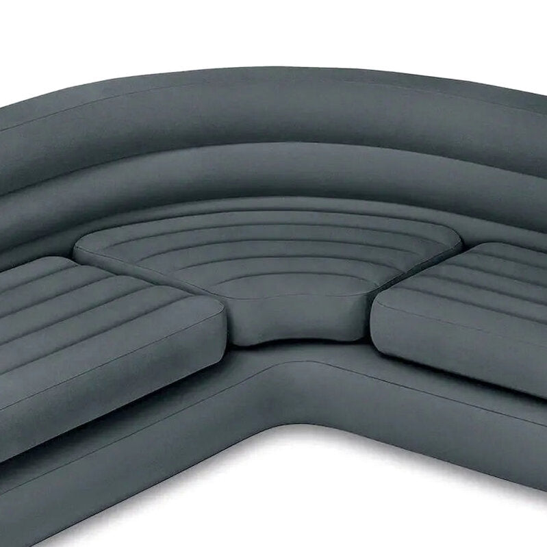 Intex Inflatable L-Shaped Corner Lounge Sofa, Gray, 2-Pack, 30 Inches - Built-In Cup Holders