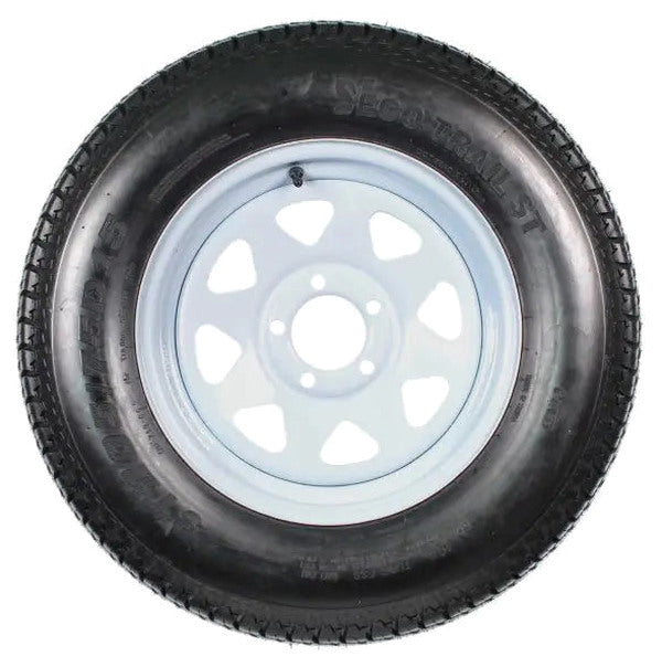 Trailer Tire & Wheel Combo ST205/75D15 Load Range C White Spoke Rims 2-Pack