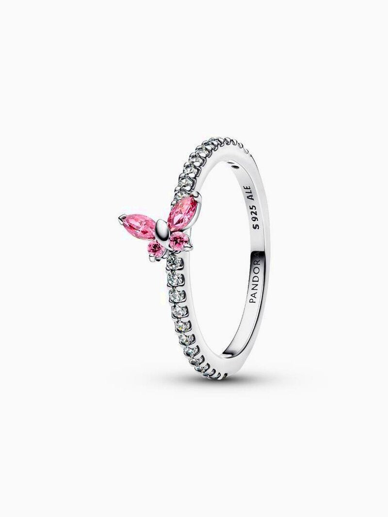 Butterfly Cubic Zirconia Ring - Silver