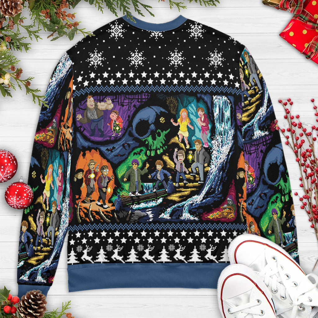 Goonies 80s Pixel Art Ugly Christmas Sweatshirt