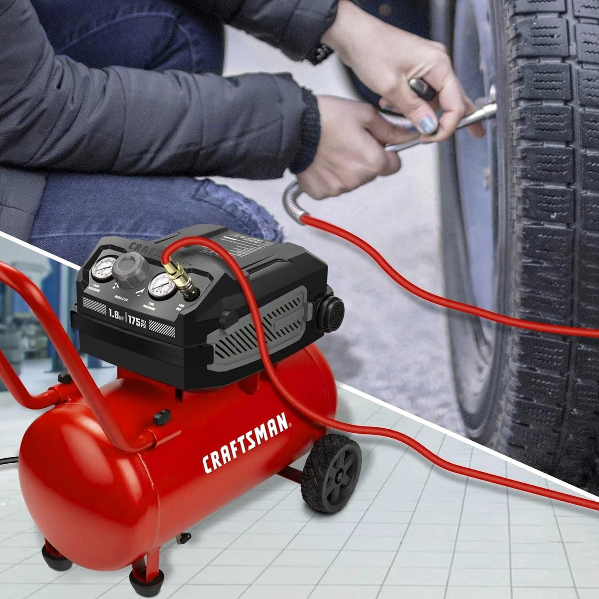 CRAFTSMAN Hard Air Compressor, 10 Gallon, 1.8 HP, 175 PSI, 4.0 CFM @ 90 PSI - CMXECXA0201041