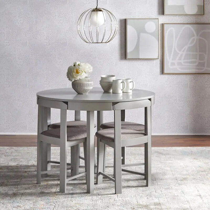 Tobey Harrisburg 5-Piece Round Dining Set, Table 29.6H x 41.3W x 41.3D, Chair 28.75H x 16.5W x 16.5D
