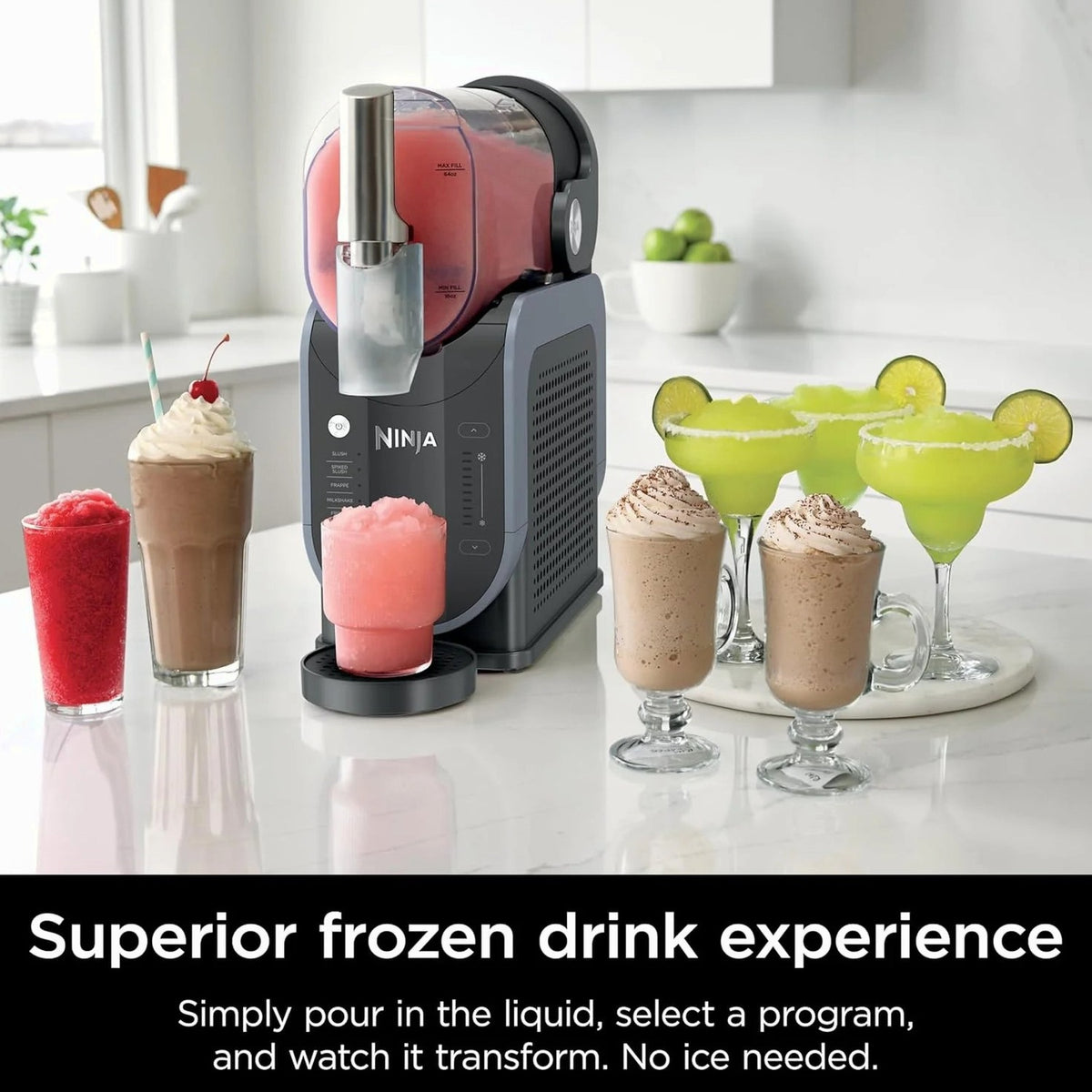SLUSHi Frozen Drink And Slushie Machine, 88 oz, 5 Preset Programs, Black - FS301
