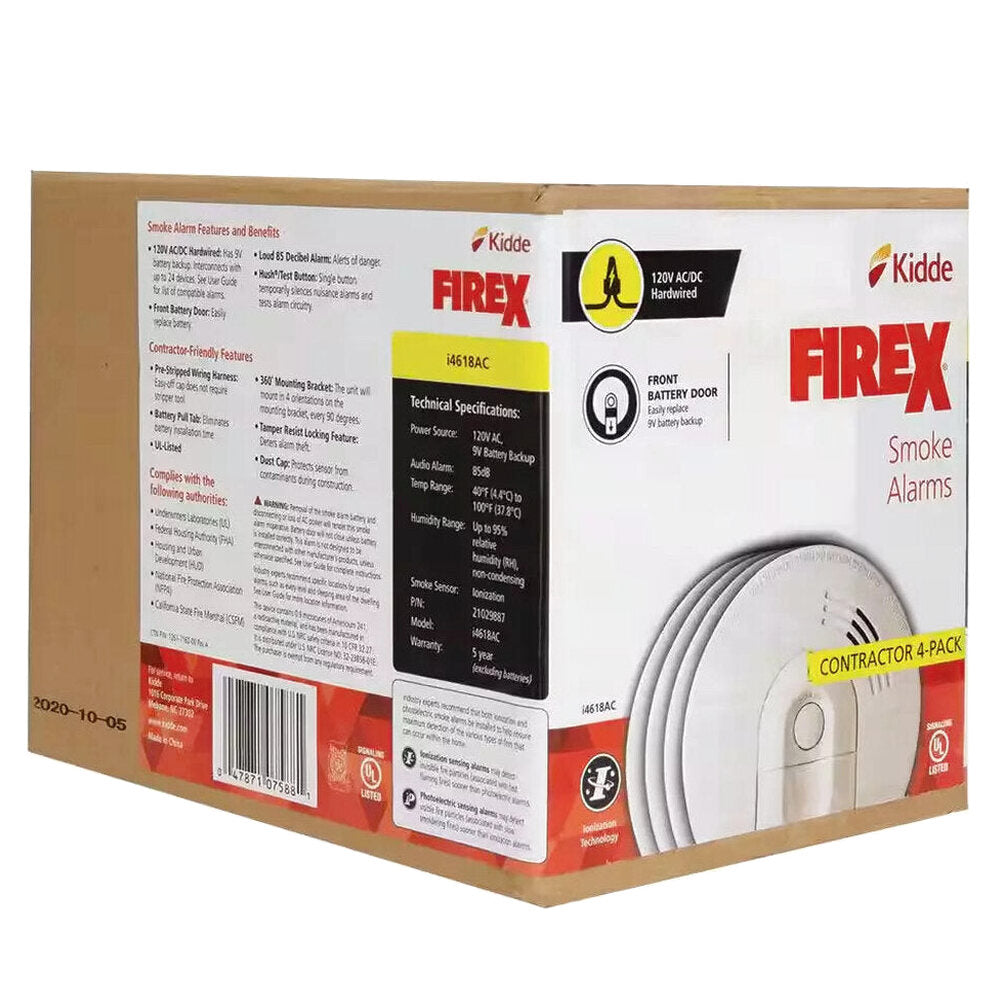 Firex Hardwired Ionization Smoke Detector 4-Pack - i4618