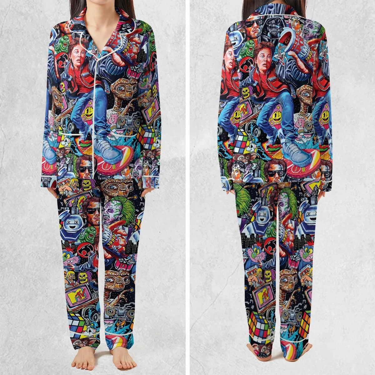 Back To The 80s Pop Culture 80s Movies Characters Pajamas Set