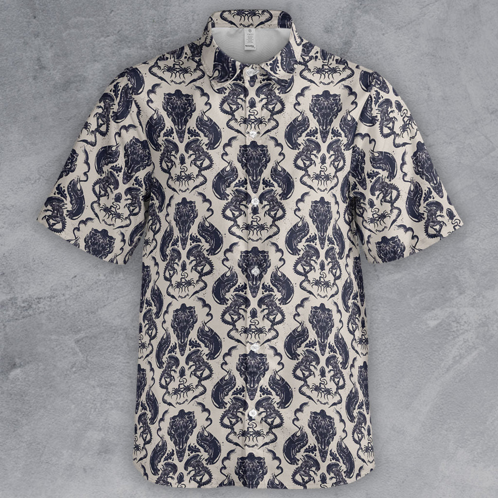 Alien Xenomorph Pattern Button Down Shirt