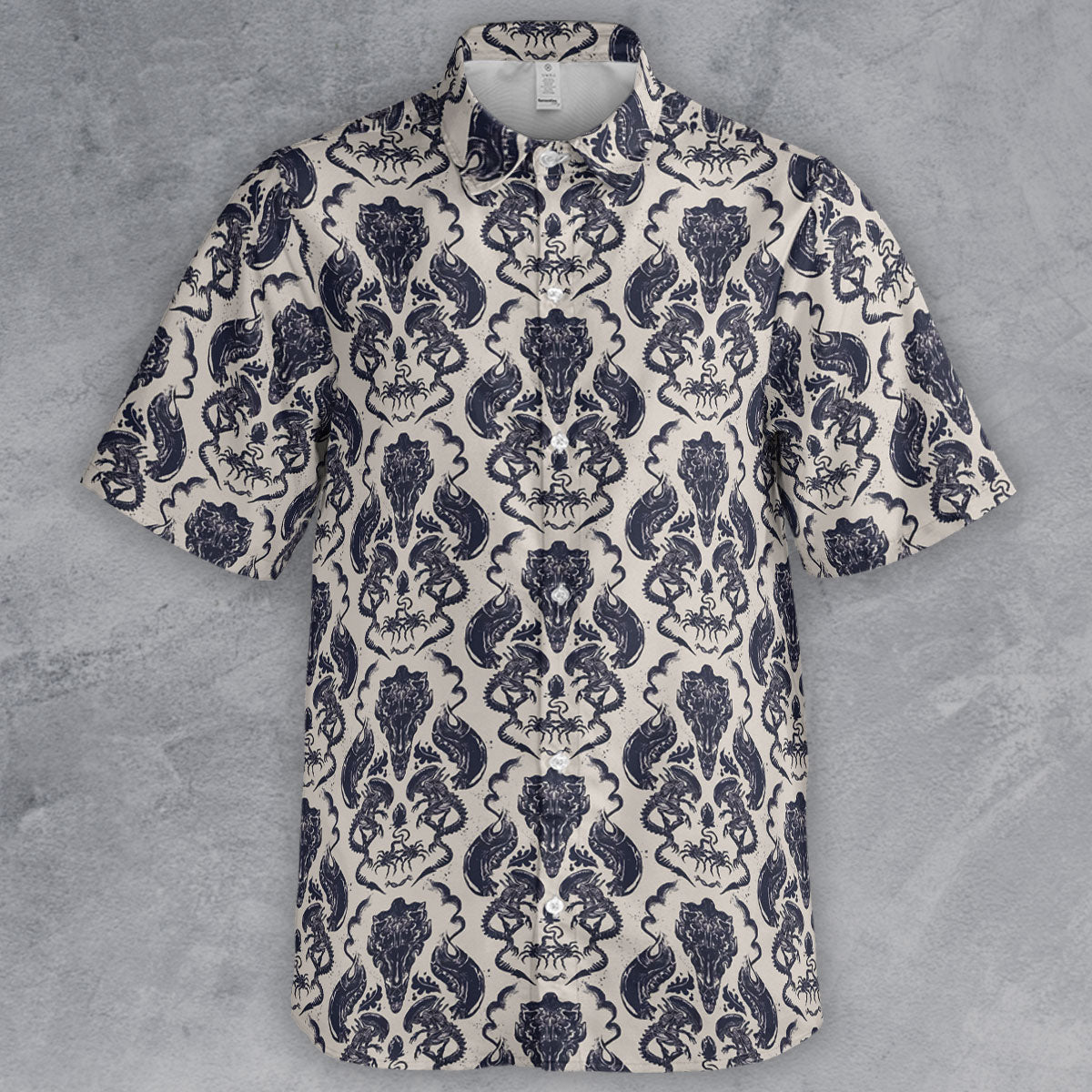 Alien Xenomorph Pattern Button Down Shirt