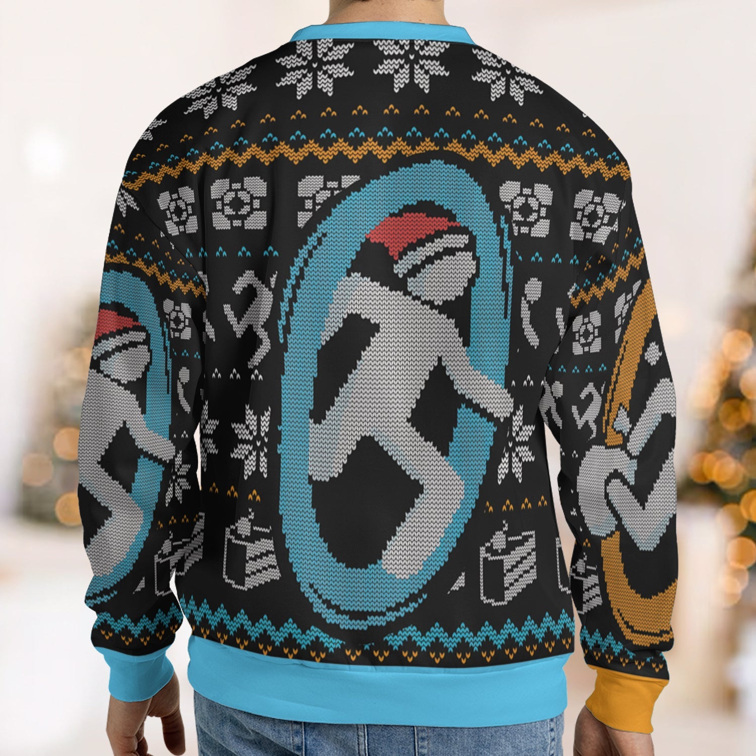Portal guy Orange and Blue Ugly Christmas Sweatshirt