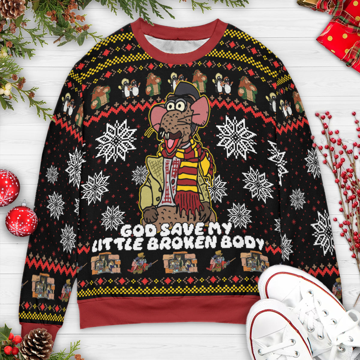 God Save My Little Broken Body The Muppet Christmas Carol Ugly Christmas Sweatshirt