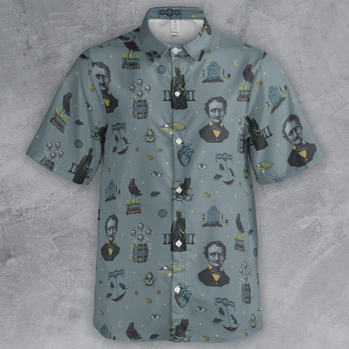The Dark Themed Edgar Allan Poe Button Down Shirt