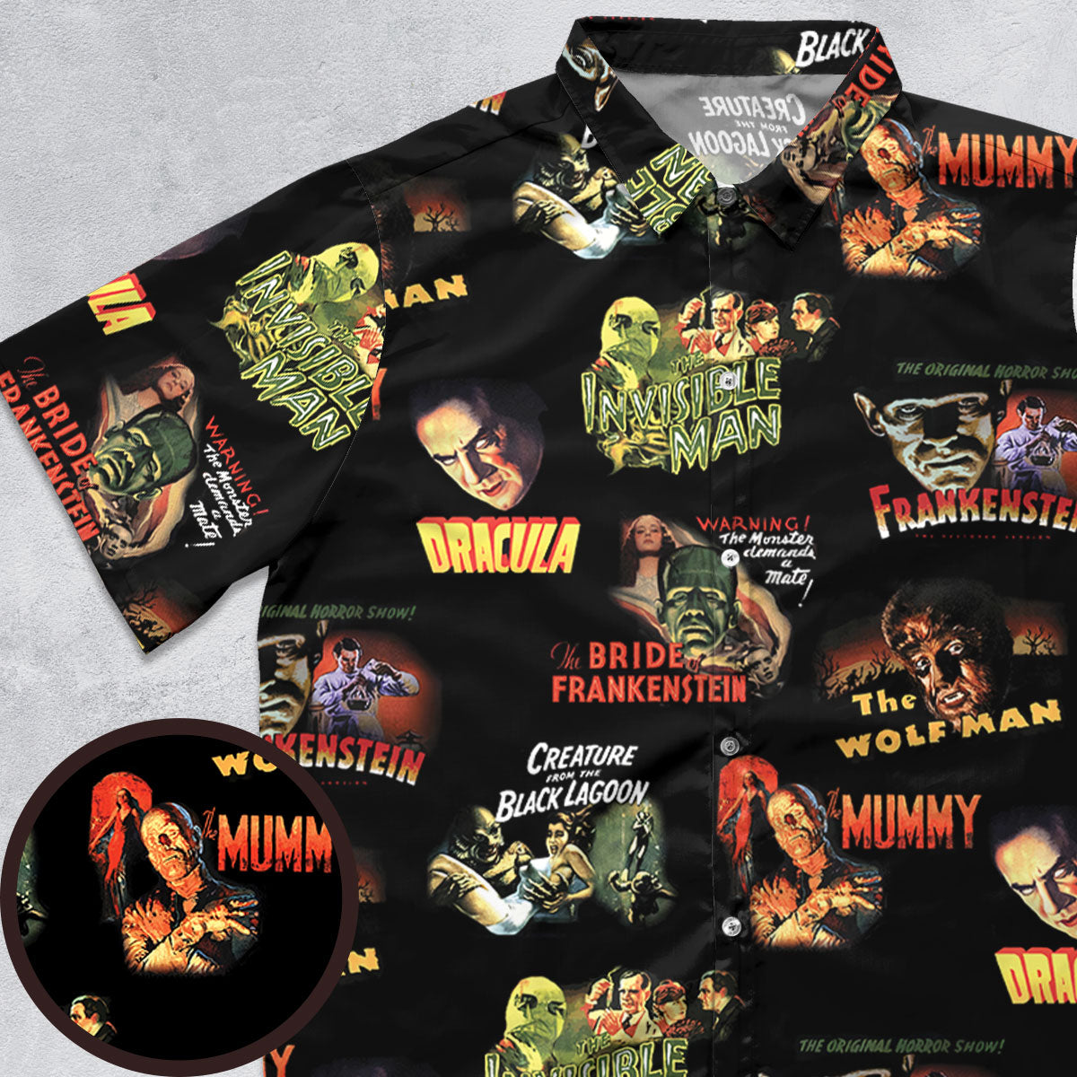 Teaming Monsters All Up Universal Monsters Button Down Shirt