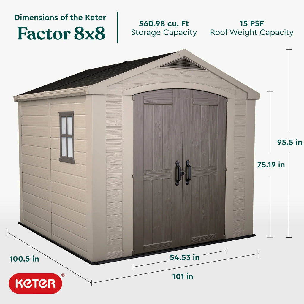 Keter Resin Outdoor Storage Shed, Taupe, 8 x 11 Foot - Factor