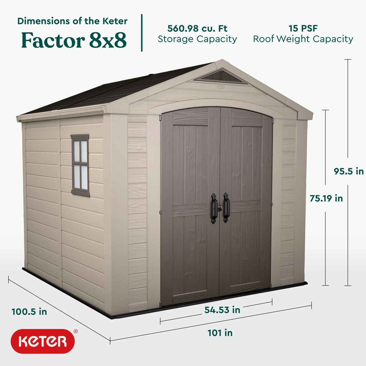 Keter Resin Outdoor Storage Shed, Taupe, 8 x 11 Foot - Factor