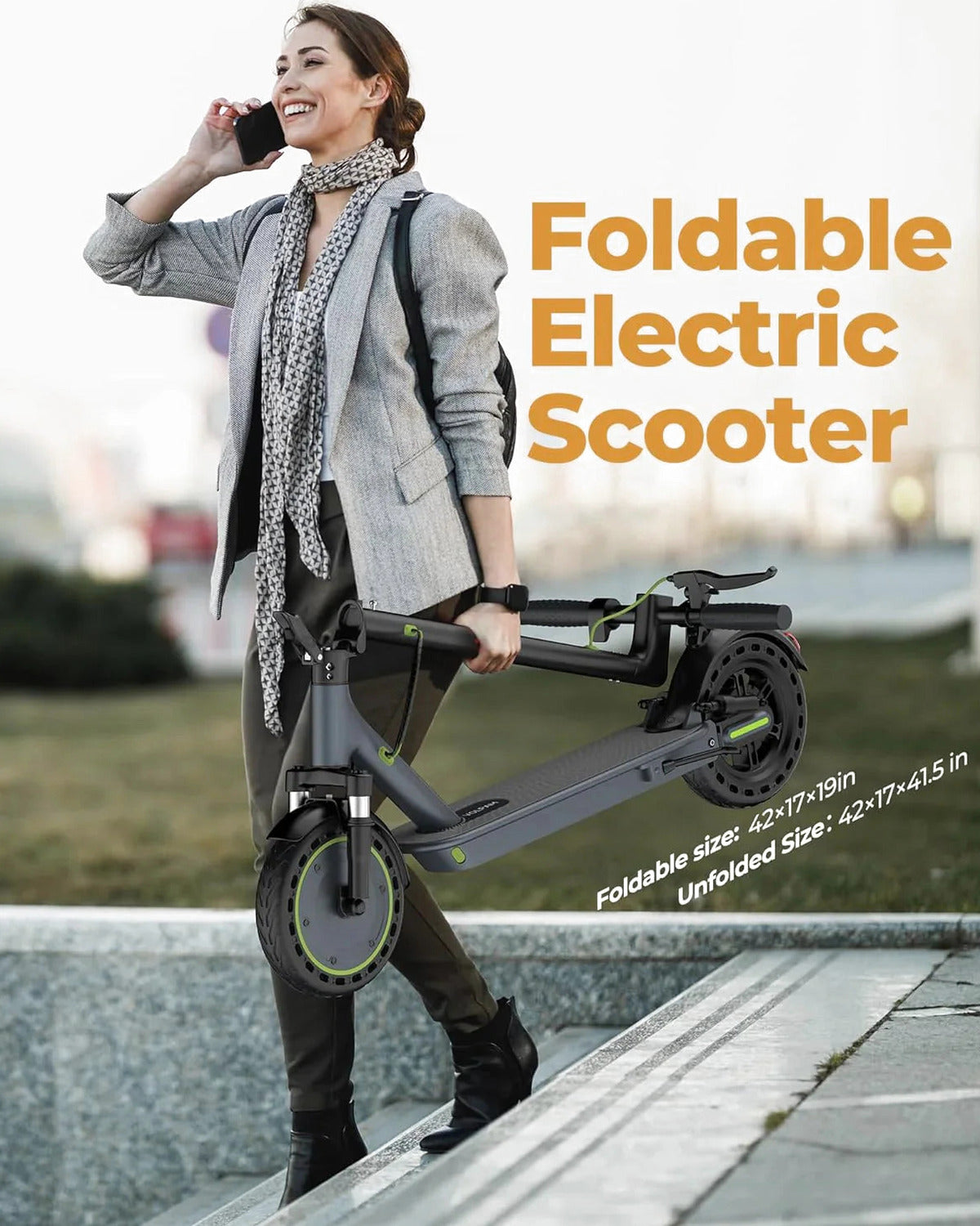 Roinside Electric Scooter, 8.5 in Solid Tires, 350W, 19 MPH, 21-23 Miles - UP12 Plus