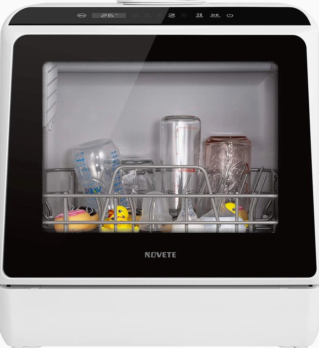 NOVETE Countertop Dishwasher, 5 L Water Tank, 5 Programs, White - TDQR01