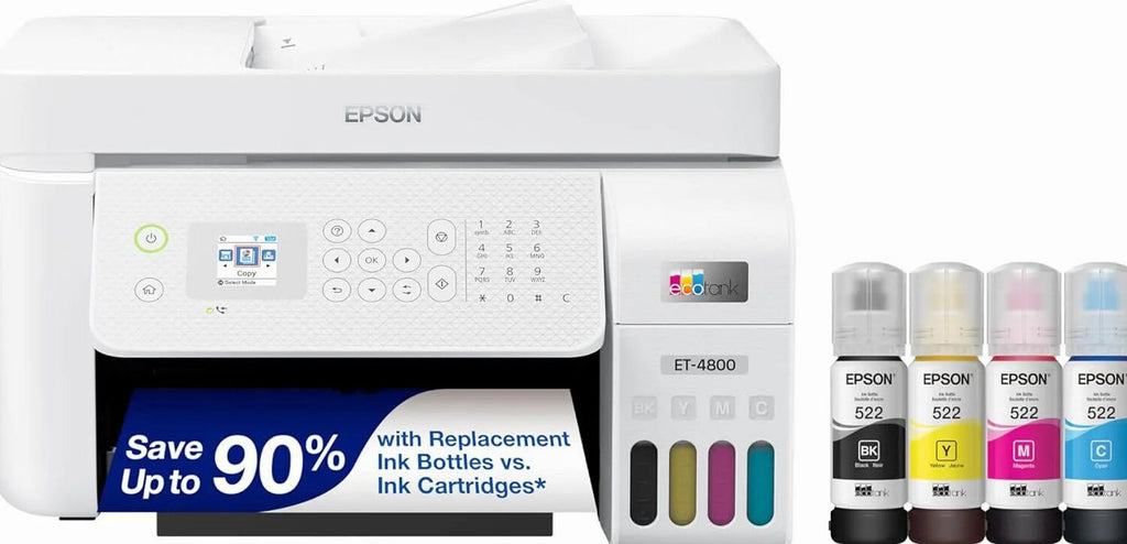 Epson EcoTank ET-4800 Wireless All-in-One Inkjet Printer, White - ET-4800