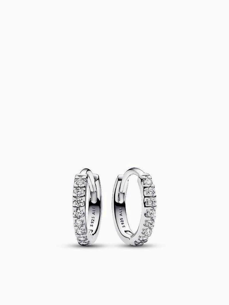 Sterling Silver Clear Stone Huggie Hoops