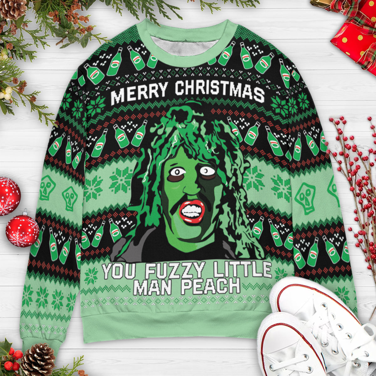 You Fuzzy Little Man Peach Ugly Christmas Sweatshirt