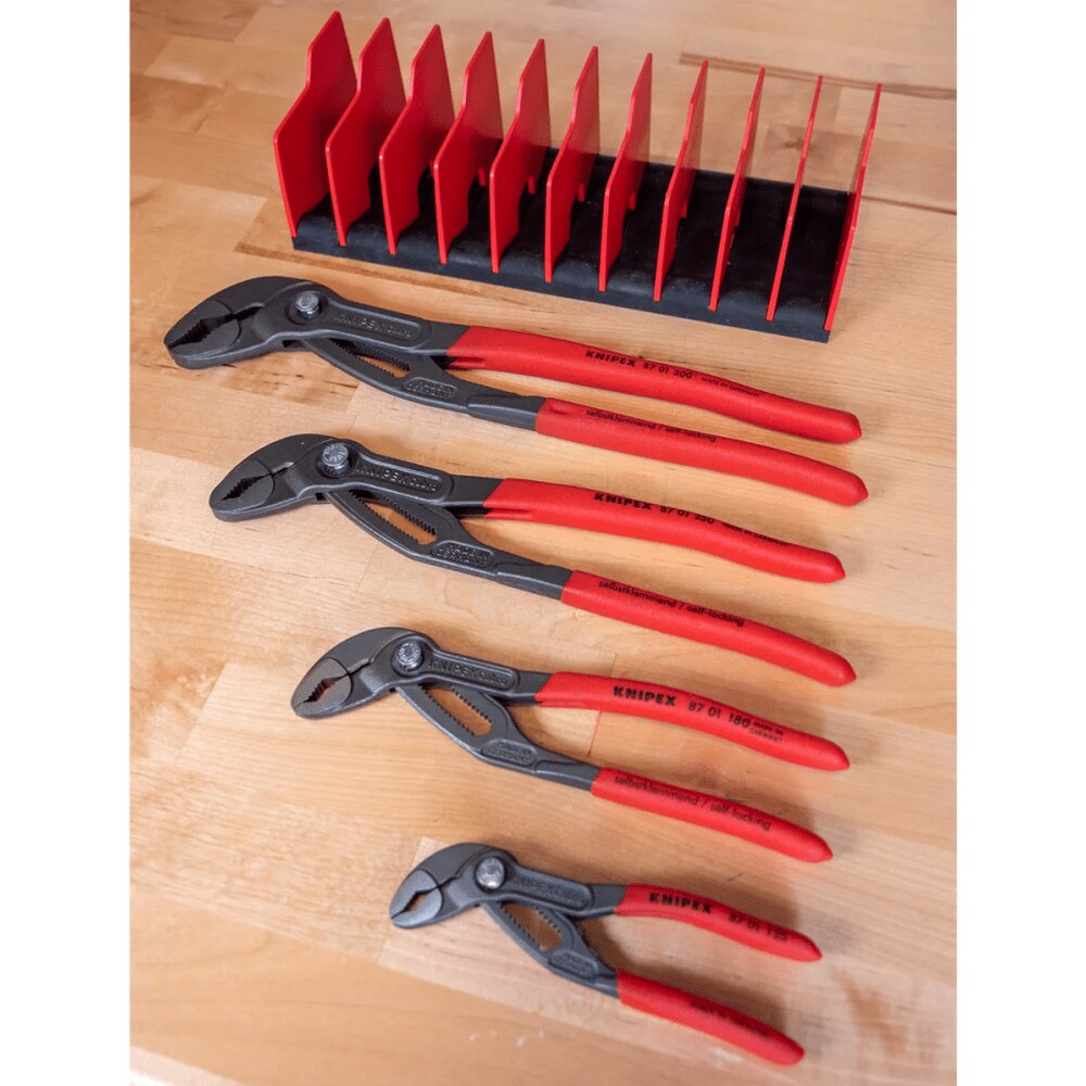 KNIPEX Cobra Pliers Set, 4-Piece With 10-Piece Tool Holder - 87 01 125, 87 01 180, 87 01 250, 87 01 300
