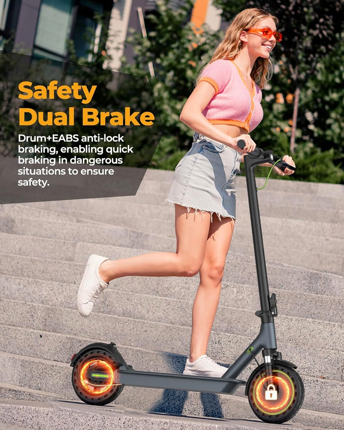 Roinside Electric Scooter, 8.5 in Solid Tires, 350W, 19 MPH, 21-23 Miles - UP12 Plus