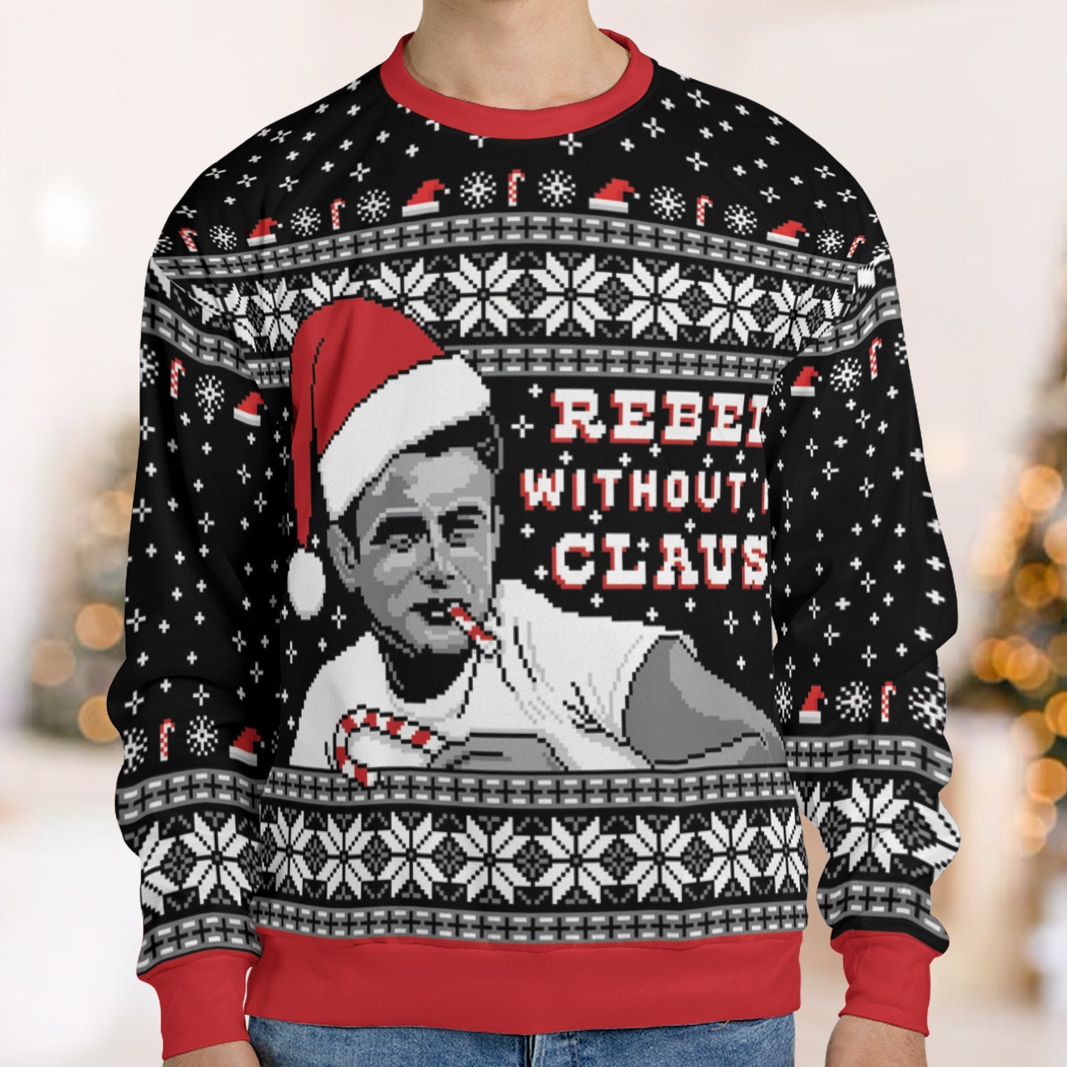 Rebel Without a Cause Rebel Without a Claus Ugly Christmas Sweatshirt
