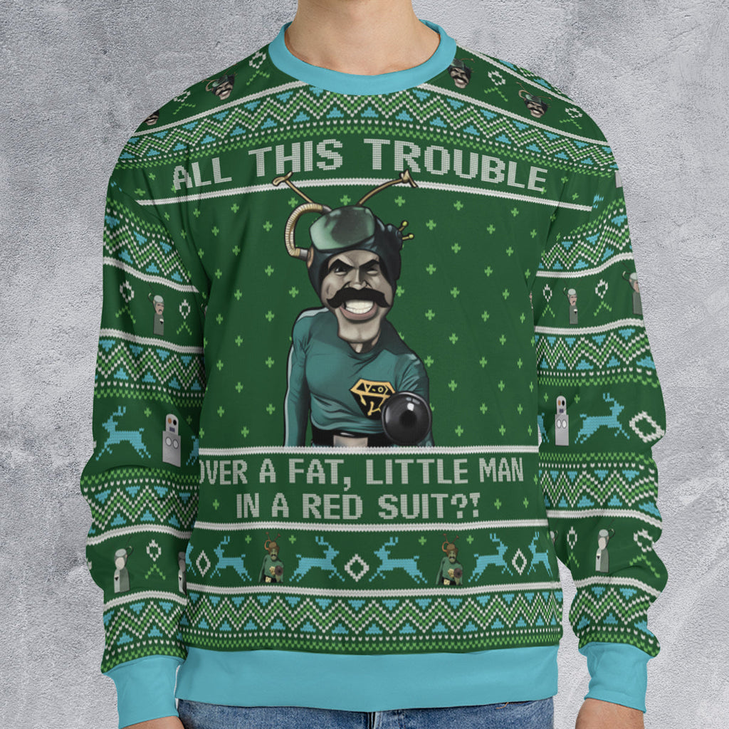 Fatman with red suit Ugly Christmas Sweatshirt