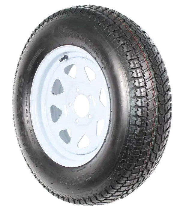 Trailer Tire & Wheel Combo ST205/75D15 Load Range C White Spoke Rims 2-Pack
