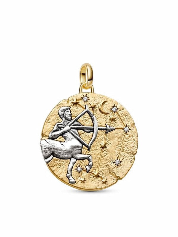 Oversized Sagittarius Gold-Plated Medallion Charm