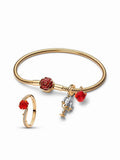 Rose-Themed Bracelet, Charms and Ring Set