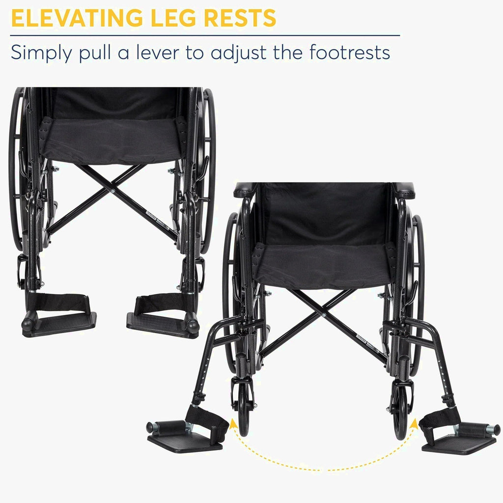 Drive Medicals Silver Sport 1 Wheelchair With Full Arms And Swing Away Removable Footrest - Silver Sport 1