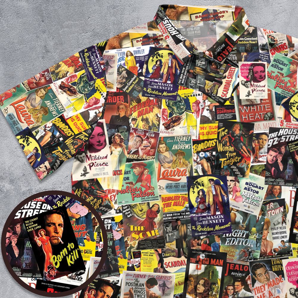 Film Noir Poster Collage Button Down Shirt