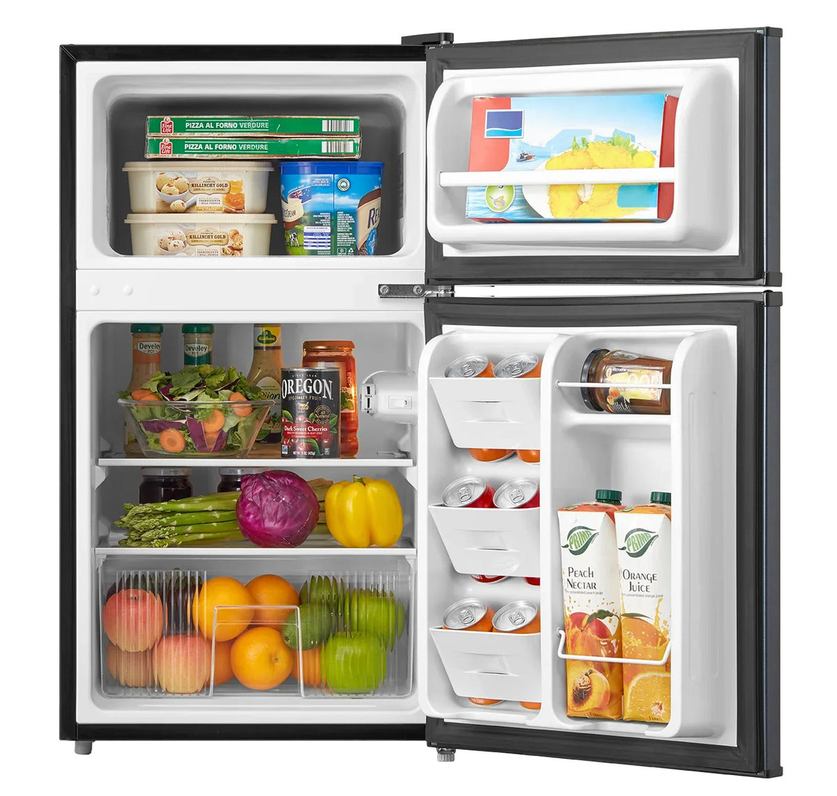 Arctic King Two-Door Mini Fridge With Freezer, 3.2 Cu. Ft., Stainless Steel