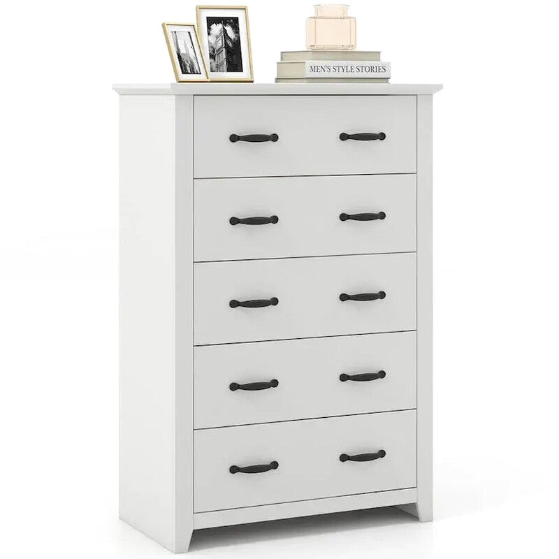 5-Drawer Storage Cabinet, 31 x 17 x 47 in, MDF - Dark Grey, Walnut, Or White