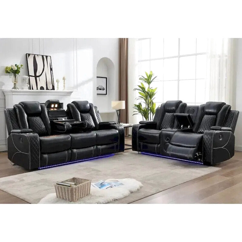 Power Reclining Sofa With Wireless Charging, Reading Light, USB/AC Ports And Cup Holders