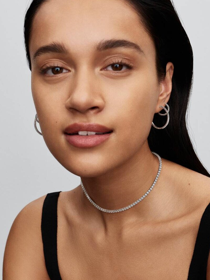 Sterling Silver Sparkling Mini Hoop Earrings