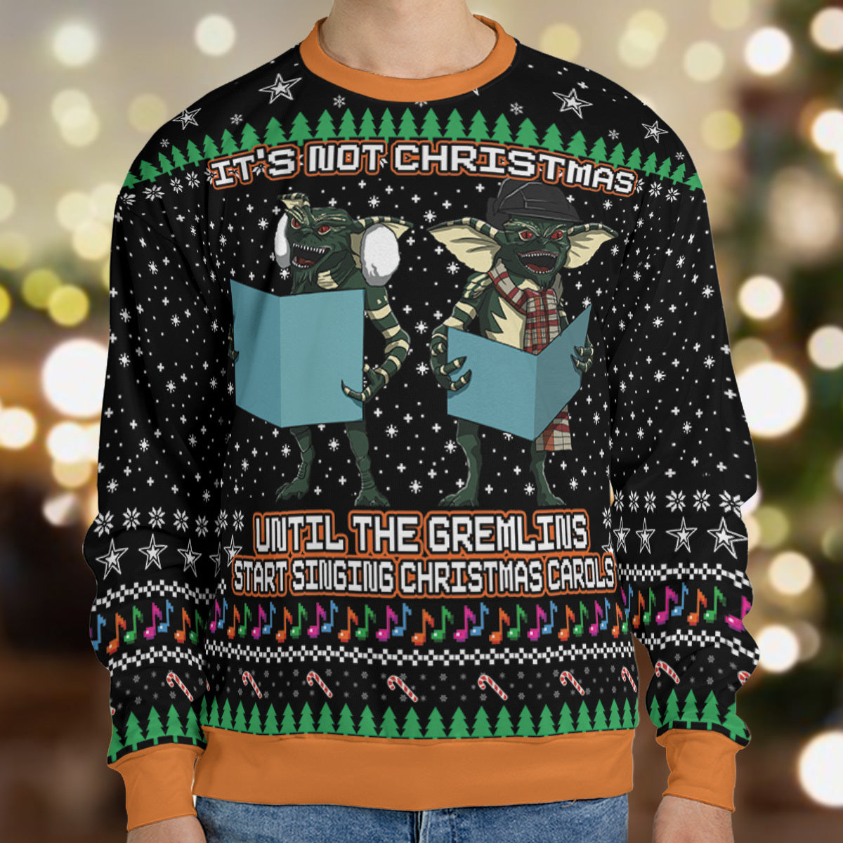 Gremlins Start Singing Christmas Carols Ugly Christmas Sweatshirt