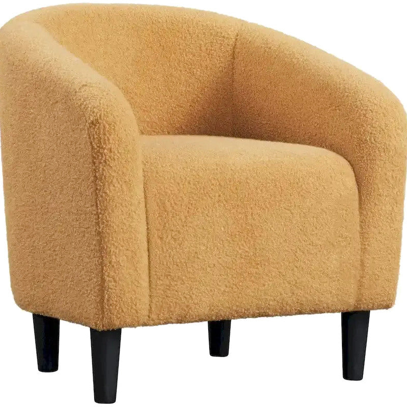 Yaheetech Boucle Upholstered Barrel Accent Chair - Club-Style Armchair