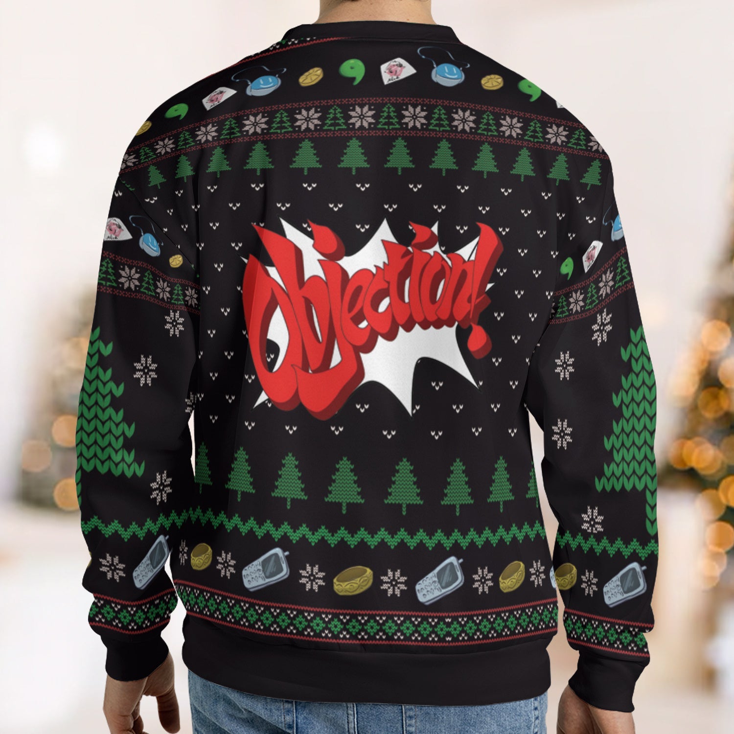 Ace Attorney Christmas Meme Ugly Christmas Sweatshirt