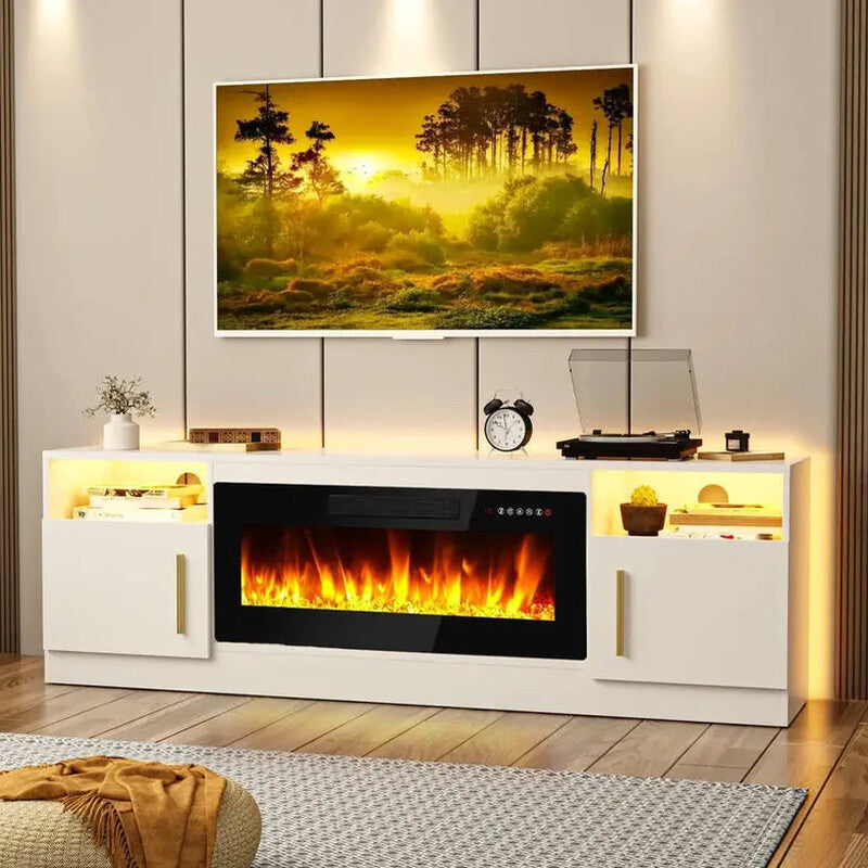 Bossin 70in Fireplace TV Stand With 16-Color LED Lighting