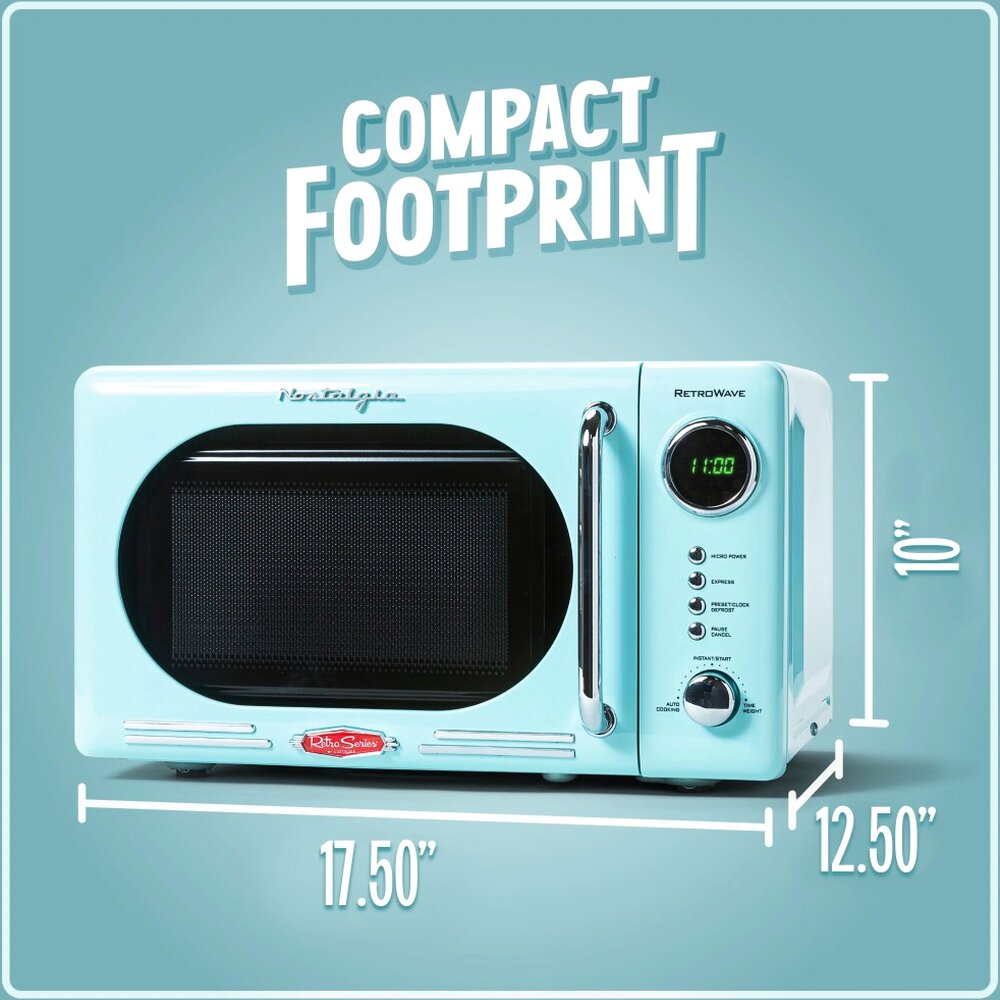 Nostalgia 0.7 Cu Ft 700W Countertop Microwave Oven - Aqua