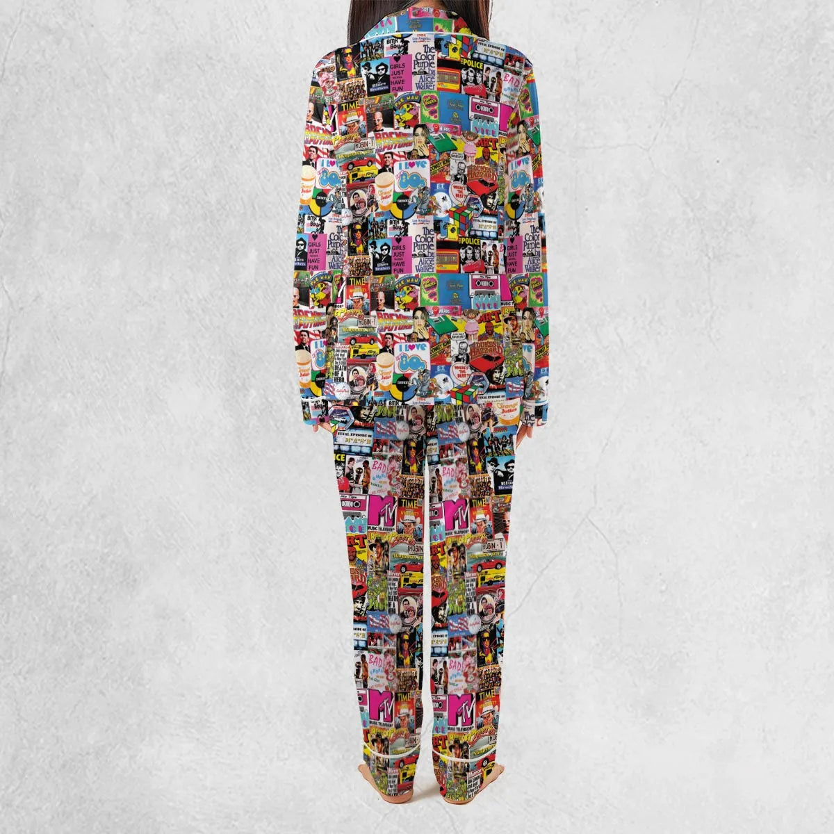 I heart 80s Collage Mr. T Back To the Future Pac-man Pajamas Set